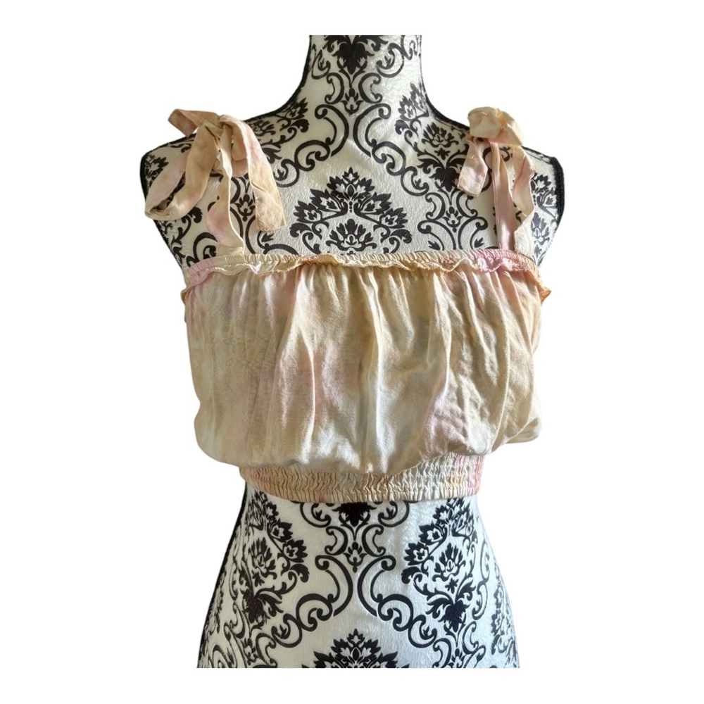 KIWI + PUNCH Tie-Dye Tie-Strap Stretch Crop Top